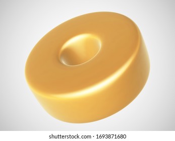 3D-goldener Torus einzeln auf weißem Hintergrund. Die luxuriöse und luxuriöse Dekoration. Vektorgrafik der geometrischen Form des Torus.