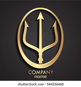 Logotipo de tridente dorado 3D
