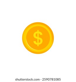 3d Golden USD dollar coin vector icon isolated