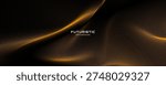 3D golden waves abstract background on dark space with dotted lines effect decoration. Modern graphic design element with glowing dots style concept for web, art, flyer, card, or brochure cover