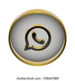 3d Golden WhatsApp Icon