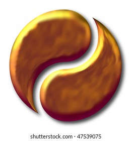 3D Golden Yin Yang Sign