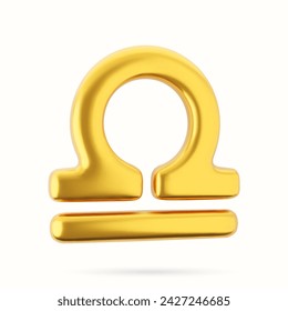 3d golden zodiac sign Libra  on a white  background.