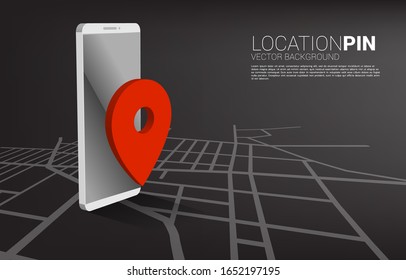 3D-GPS-Pin-Marker und Handy-Anwendung. Standort- und Anlagenkonzept , GPS-Technologie