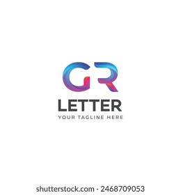 3D GR, RG letter logo design template elements. Modern abstract digital alphabet letter logo.