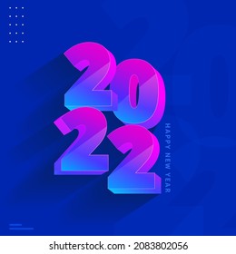 Gradiente 3D 2022 Número En Fondo Azul Para Feliz Concepto De Año Nuevo.