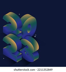 3D Gradient 2023 Number On Blue Background.