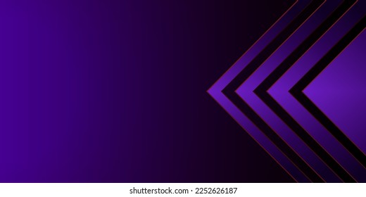 3D gradient abstract background. Purple arrowhead right triangle. Design element for template, card, cover, banner, poster, backdrop, wall. Vector illustration.