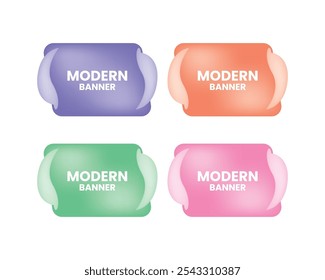 3D Gradient Abstract Liquid Shape Set Blob Collection Banner
