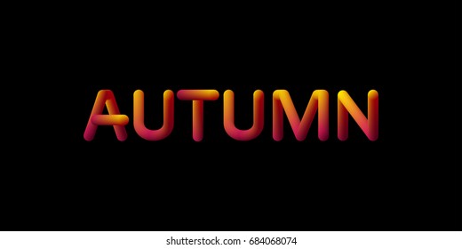 3d gradient Autumn season sign. Typographic minimalistic element. Vibrant blended gradient label. Liquid color. Creativity concept. Visual communication poster design. Vector illustration.