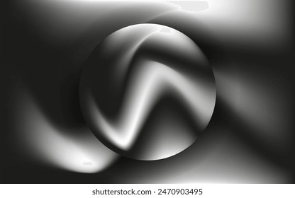 3D Gradient Background with Geometric Circle. Flowing Dynamic gradient light on black background. Luxury concept of Technology, Communication, Science, Music in modern 90s style. Y2K Vector 