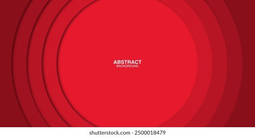 3D gradient background. Red paper cut out circle pattern in layers. Design element for card, cover, banner, poster, backdrop, wall. Vector illustration. Vector background