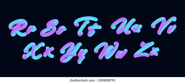 3D gradient blend vector alphabet.Glossy pink alphabet. 3D render of bubble font with glint. Typography vector illustration. 
