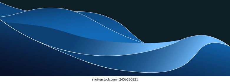 3D gradient Blue Wavy Shape. vector