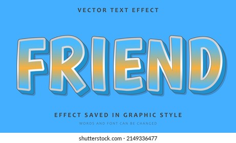 3d Gradient Blue Word Friend Fully Editable Text Effect Template. Effect Saved In Graphic Style