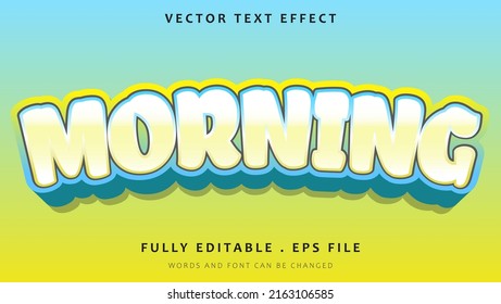 3d Gradient Blue Yellow Word Morning Editable Text Effect Design.Effect Saved InHraphic Style
