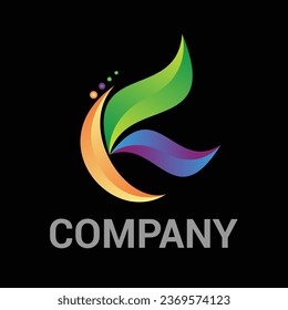 3d gradient color leaf logo design vector image.