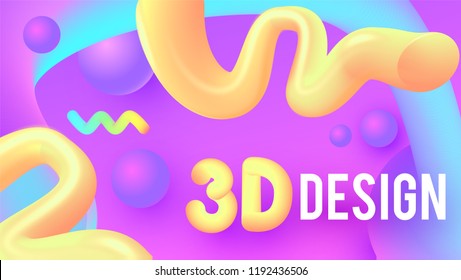 3D Gradient Design. Colorful Abstract Composition. Liquid Color Shape. Vector illustration