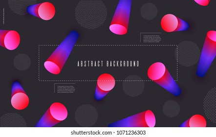 3d gradient dynamic shapes with neon effect Abstract blue magenta shapes on black background with space for text Creative design for posters banners flyers presentation covers etc Vector EPS10