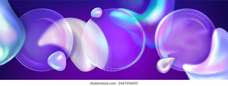 3d gradient glass element with liquid shape design background. Neon fluid geometric ui banner with modern frame for presentation template. Dynamic futuristic layout. Vibrant y2k graphic with texture