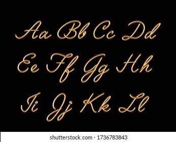 3D gradient golden blend vector alphabet design