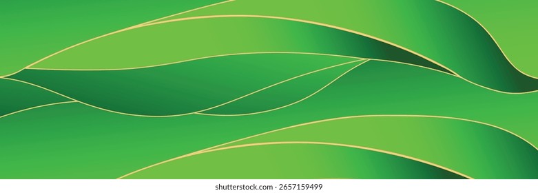 3D-Farbverlauf grün gewellt Form. grüne Hintergrundkurve