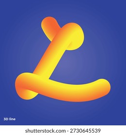 3D Gradient Letter L in Smooth Abstract Line Style on Blue Background