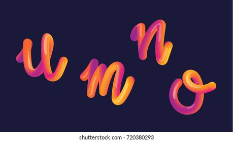 3d gradient lettering  Font set and letter    u  n  m  o   Vibrant gradient shape  Liquid color path  Typography vector illustration  Bubble font and glint  Futuristic style vector 10 EPS 