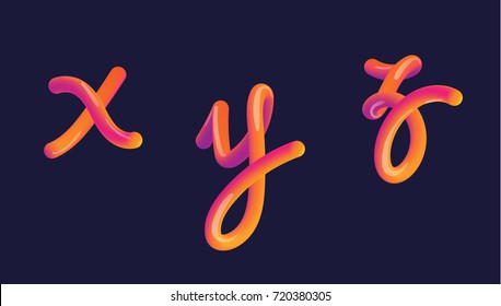 3d gradient  lettering  Font set and letter    x  y  z  Vibrant gradient shape  Liquid color path  Typography vector illustration  Bubble font and glint  Futuristic style vector 10 EPS 