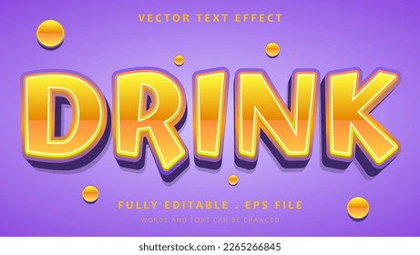 3d Gradient Modern Word Drink Editable Text Effect Design Template. Effect Saved In Graphic Style