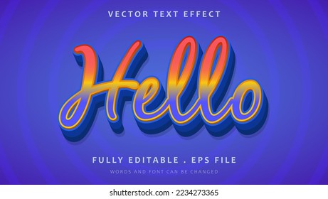 3d Gradient Modern Word Hello Editable Text Effect Design Template. Effect Saved In Graphic Style