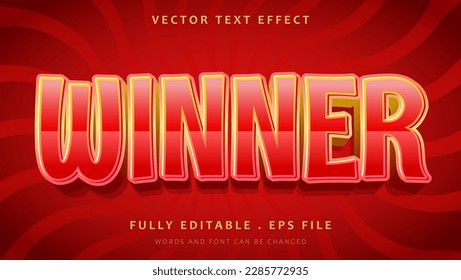 3d Gradient Red Winner Editable Text Effect Design. Effect Saved In Graphic Style