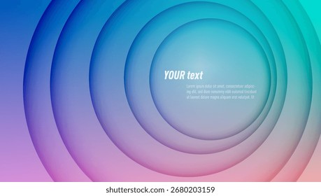 Camadas Redondas De Gradiente 3D Com Plano De Fundo De Sombras. Vetor EPS10