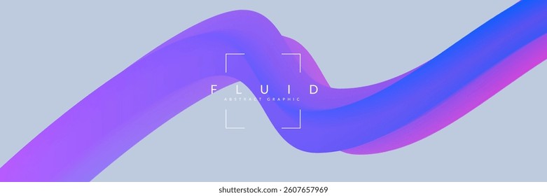 3d Gradient Shape. Beautiful Abstract Liquid Fluid Background. Color Design For Creative Bg. Trendy Vector Swirl With A Minimal Bright Palette. Blue And Purple 3d Gradient Shape.