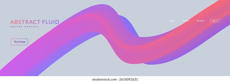 3d Gradient Shape. Beautiful Abstract Liquid Fluid Background. Color Design For Creative Bg. Vibrant Graphic Template With Curve And Modern Blend. Blue And Purple 3d Gradient Shape.
