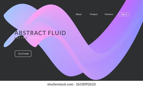 3d Gradient Shape. Beautiful Abstract Liquid Fluid Background. Color Design For Creative Bg. Dynamic Digital Flow In A Modern Colourful Vector Curve. Blue And Purple 3d Gradient Shape.