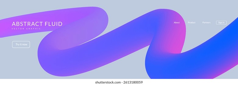 3d Gradient Shape. Beautiful Abstract Liquid Fluid Background. Color Design For Creative Bg. Dynamic Digital Flow In A Modern Colourful Vector Curve. Blue And Purple 3d Gradient Shape.