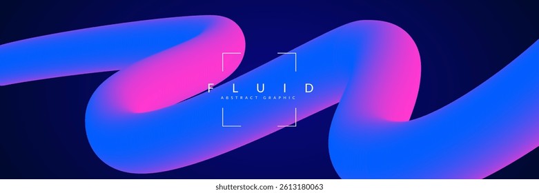 3d Gradient Shape. Beautiful Abstract Liquid Fluid Background. Color Design For Creative Bg. Minimal Layout With Wavy Rainbow And Digital Art. Blue And Purple 3d Gradient Shape.