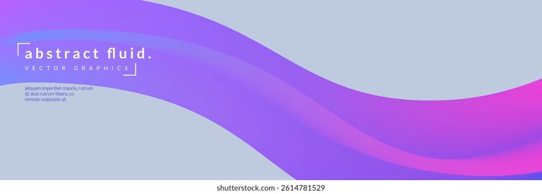 3d Gradient Shape. Beautiful Abstract Liquid Fluid Background. Color Design For Creative Bg. Trendy Motion Banner With Futuristic Swirl Pattern. Blue And Purple 3d Gradient Shape.