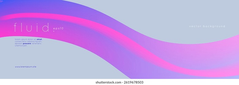 3d Gradient Shape. Beautiful Abstract Liquid Fluid Background. Color Design For Creative Bg. Wavy Line Illustration With Futuristic Ribbon Concept. Blue And Purple 3d Gradient Shape.