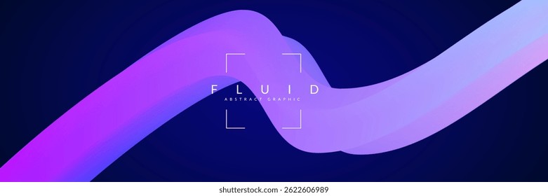 Forma de gradiente 3d. Lindo fundo de líquido abstrato líquido. Design De Cores Para Criativa Bg. Fluxo Digital Dinâmico Em Uma Curva De Vetor Colorida Moderna. Forma De Gradiente 3D Azul E Roxo.