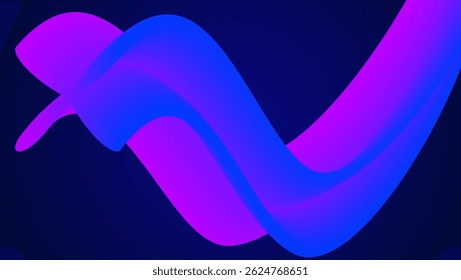 3d Gradient Shape. Beautiful Abstract Liquid Fluid Background. Color Design For Creative Bg. Dynamic Digital Flow In A Modern Colourful Vector Curve. Blue And Purple 3d Gradient Shape.
