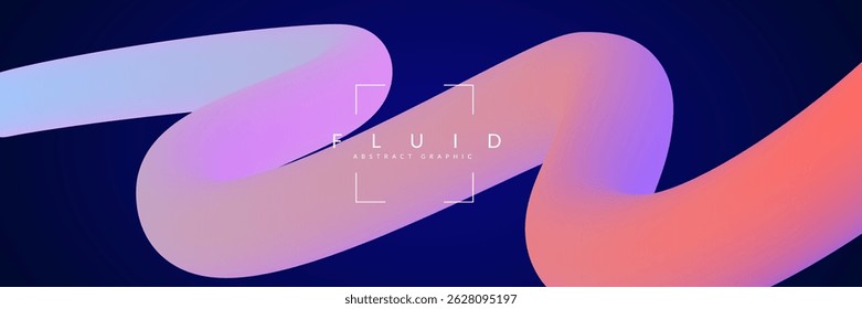 3d Gradient Shape. Beautiful Abstract Liquid Fluid Background. Color Design For Creative Bg. Creative Poster With Ribbon Curve And Splash Blend. Blue And Purple 3d Gradient Shape.