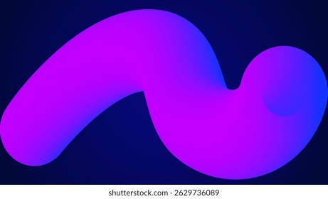 3d Gradient Shape. Beautiful Abstract Liquid Fluid Background. Color Design For Creative Bg. Creative Poster With Ribbon Curve And Splash Blend. Blue And Purple 3d Gradient Shape.