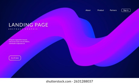3d Gradient Shape. Beautiful Abstract Liquid Fluid Background. Color Design For Creative Bg. Vibrant Graphic Template With Curve And Modern Blend. Blue And Purple 3d Gradient Shape.