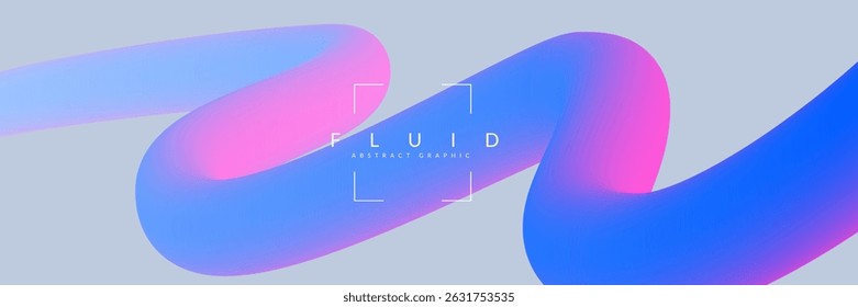 3d Gradient Shape. Beautiful Abstract Liquid Fluid Background. Color Design For Creative Bg. Vibrant Graphic Template With Curve And Modern Blend. Blue And Purple 3d Gradient Shape.