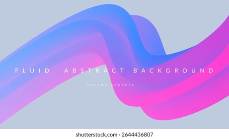 3d Gradient Shape. Beautiful Abstract Liquid Fluid Background. Color Design For Creative Bg. Vibrant Graphic Template With Curve And Modern Blend. Blue And Purple 3d Gradient Shape.