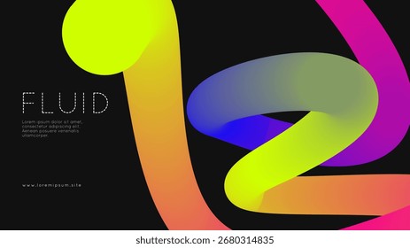 3d Gradient Shape. Beautiful Abstract Liquid Fluid Background. Color Design For Creative Bg. Vibrant Graphic Template With Curve And Modern Blend. Rainbow 3d Gradient Shape.
