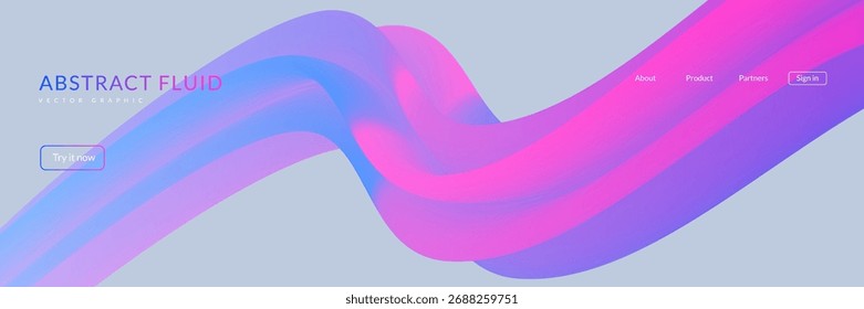 3d Gradient Shape. Beautiful Abstract Liquid Fluid Background. Color Design For Creative Bg. Wavy Line Illustration With Futuristic Ribbon Concept. Blue And Purple 3d Gradient Shape.