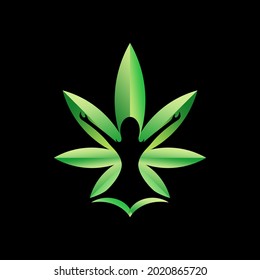 3D Gradient Style Cannabis Yoga Meditation Logo Illustration